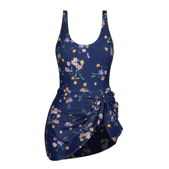 Rivelino Women's Tummy Control Navy One-Piece Bathing Suit, 1 Piece, Size 2XL - Picture 2 of 4